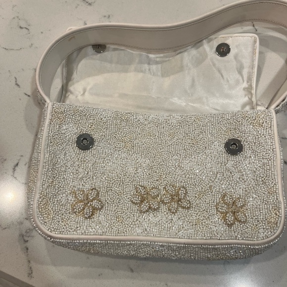 STAUD Tommy Beaded Bag, Garden Party white floral embroidered shoulder bag purse - Picture 8 of 15